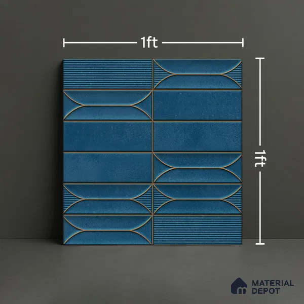 Faux Subway  Tile TL 07239 Boat 1004 1 ft x 1 ft Ceramic Glossy Finish - 9 mm  | 2 mm Spacer is Mandatory | Please Expect a Slight Variation of Pattern (Sample)